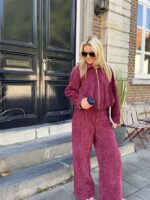 Bomber L9382 Velours Bordeaux