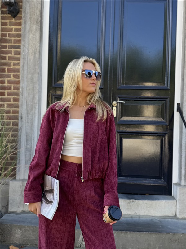 Bomber L9382 Velours Bordeaux