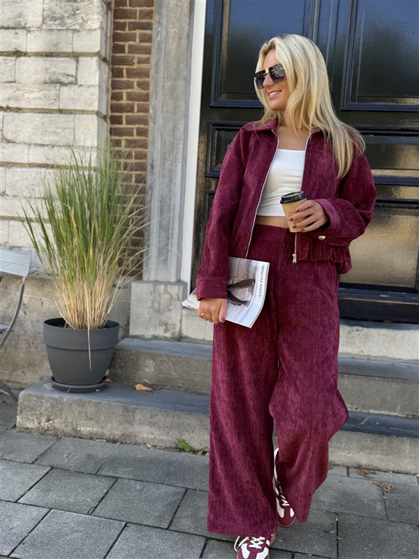 Bomber L9382 Velours Bordeaux