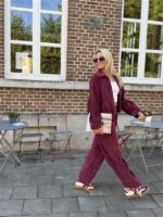 Bomber L9382 Velours Bordeaux