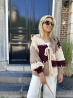 Vest Camel Bordeaux Vakken +stiksel