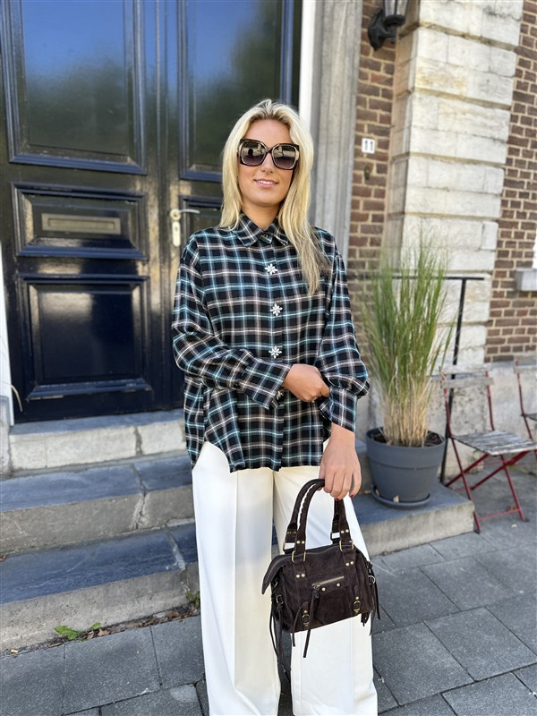 Geruiten Hemdje 9630/223 Strass Flower B