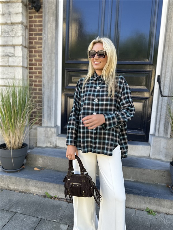 Geruiten Hemdje 9630/223 Strass Flower B