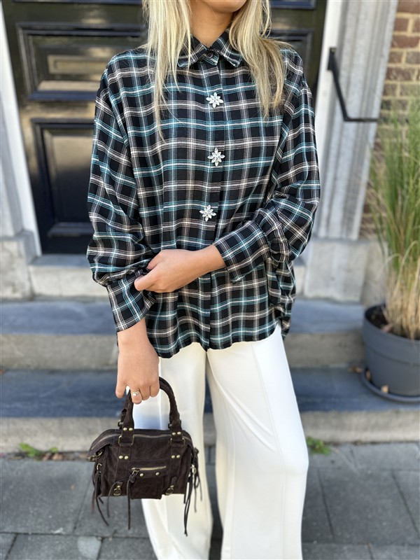 Geruiten Hemdje 9630/223 Strass Flower B