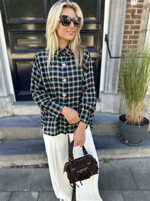 Geruiten Hemdje 9630/223 Strass Flower B