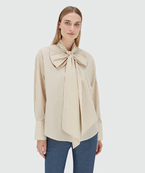 Striped Blouse Hedy Bow Bordeaux