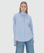 Striped Blouse Hedy Bow Powder Blue