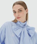 Striped Blouse Hedy Bow Powder Blue
