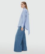 Striped Blouse Hedy Bow Powder Blue