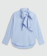 Striped Blouse Hedy Bow Powder Blue