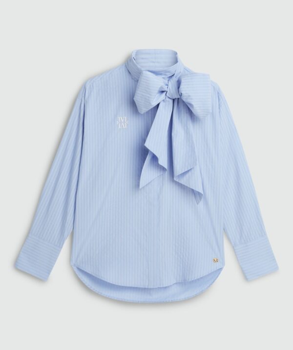 Striped Blouse Hedy Bow Powder Blue