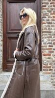 Maxi Lammy Coat Lederlook Bruin