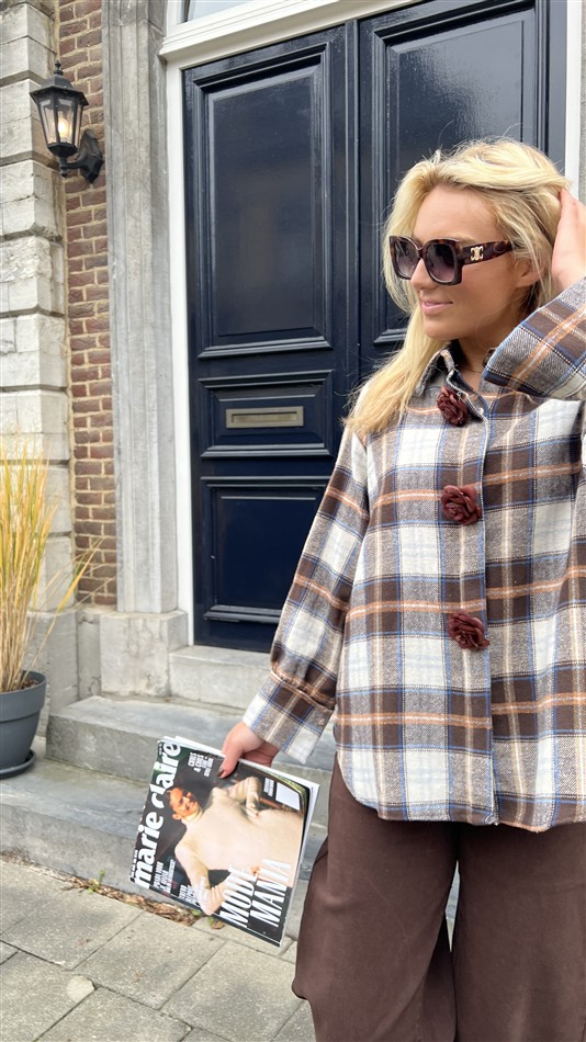 Hemd Geruit Flanel Flower Buttons Bruin