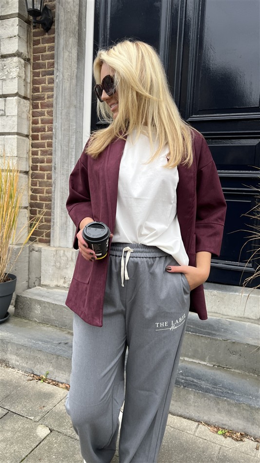 Suedine Vest Open Met Zakken Bord 23154