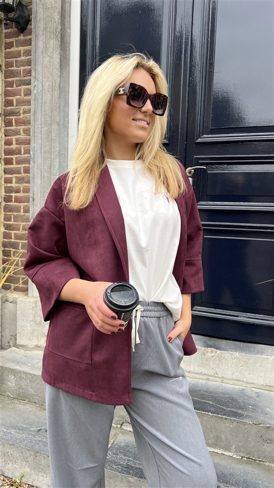 Suedine Vest Open Met Zakken Bord 23154