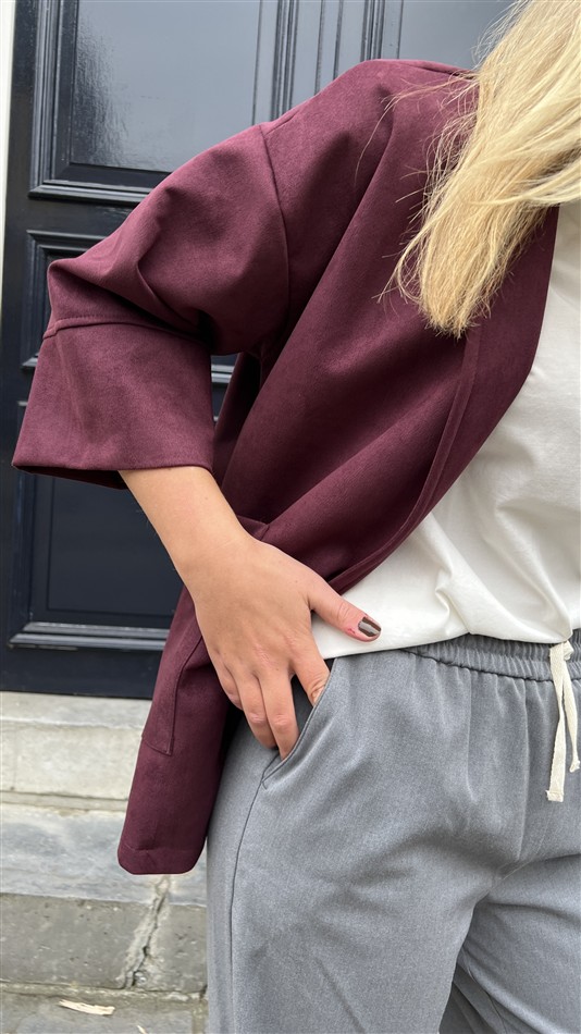 Suedine Vest Open Met Zakken Bord 23154