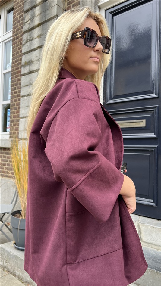 Suedine Vest Open Met Zakken Bord 23154