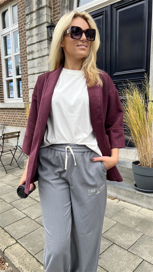 Suedine Vest Open Met Zakken Bord 23154