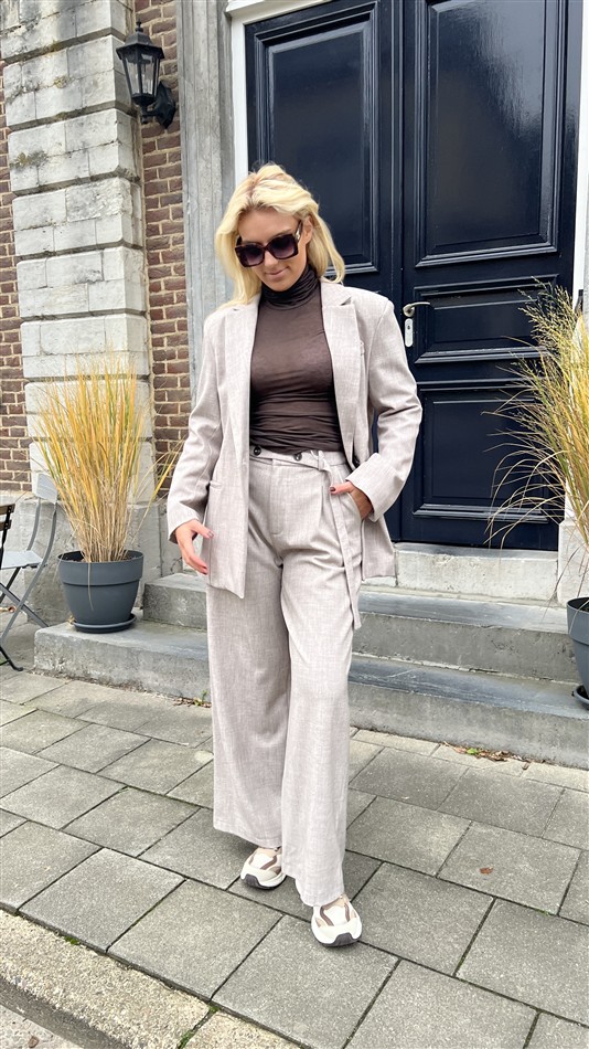 Pantalon Belt+ Buttons Beige L9380