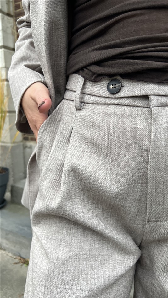 Pantalon Belt+ Buttons Beige L9380