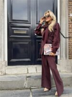 Pantalon Belt+ Buttons Bordeaux L9380