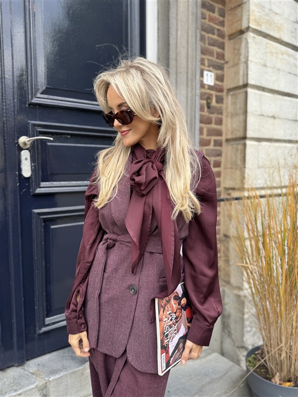 Bow Blouse Ld3497 Bordeaux