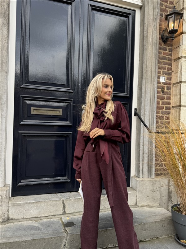 Pantalon Belt+ Buttons Bordeaux L9380