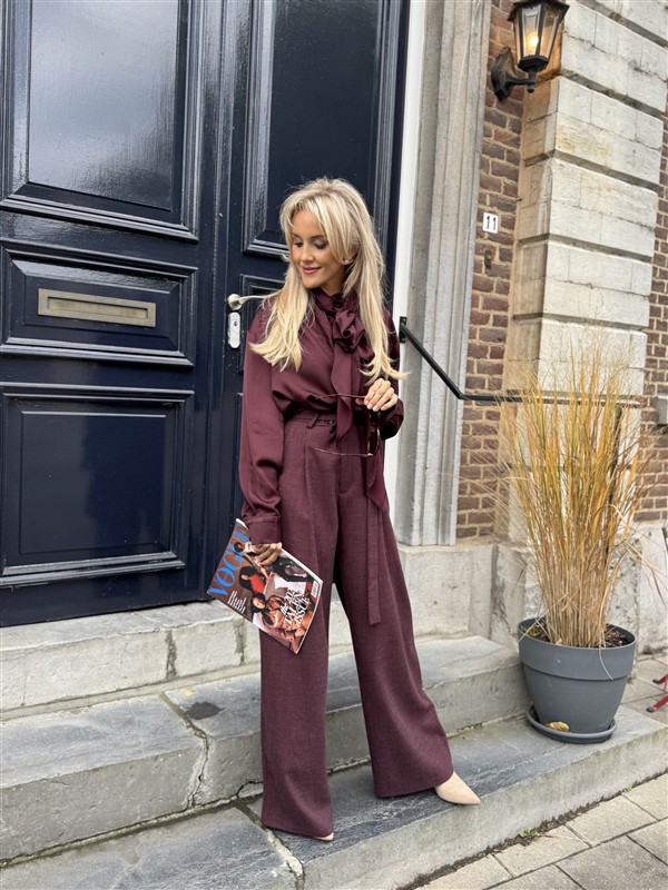 Pantalon Belt+ Buttons Bordeaux L9380