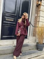 Suedine Blazer Met Riem 24412 Bordeaux