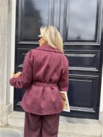 Suedine Blazer Met Riem 24412 Bordeaux