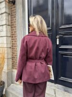 Suedine Blazer Met Riem 24412 Bordeaux