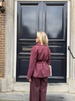 Suedine Blazer Met Riem 24412 Bordeaux