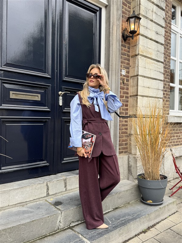 Pantalon Belt+ Buttons Bordeaux L9380