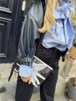 Lederl Blouse Riempje Mouw Marine 4572