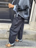 Lederl Blouse Riempje Mouw Marine 4572