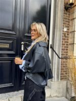 Lederl Blouse Riempje Mouw Marine 4572