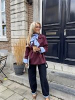 Suedine Blazer Met Riem 24412 Bordeaux