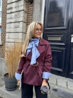 Suedine Blazer Met Riem 24412 Bordeaux