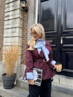 Suedine Blazer Met Riem 24412 Bordeaux