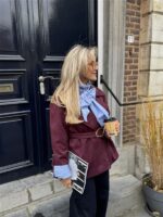 Suedine Blazer Met Riem 24412 Bordeaux