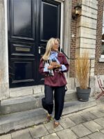 Suedine Blazer Met Riem 24412 Bordeaux