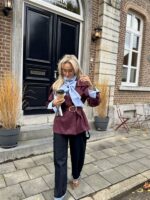 Suedine Blazer Met Riem 24412 Bordeaux