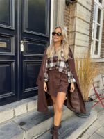 Hemd Geruit Flanel Flower Buttons Bruin