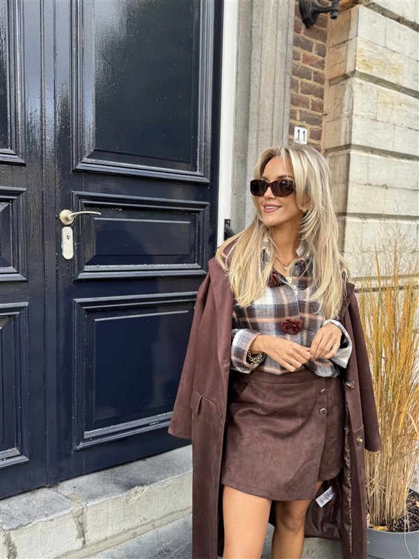 Hemd Geruit Flanel Flower Buttons Bruin