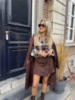 Hemd Geruit Flanel Flower Buttons Bruin