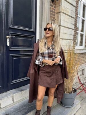 Hemd Geruit Flanel Flower Buttons Bruin