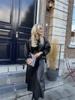 Lederl Blouse Riempje Mouw Zwart 4572