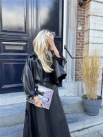 Lederl Blouse Riempje Mouw Zwart 4572