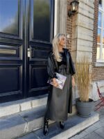 Lederl Blouse Riempje Mouw Zwart 4572