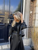 Lederl Blouse Riempje Mouw Zwart 4572